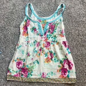 💖 - Johnny Was pleated fit and flare Henley button up tank top